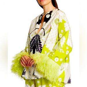 valentino Tapestry Feather-Trimmed Cotton Blouse size usa 4 IT 40 new tags $2200